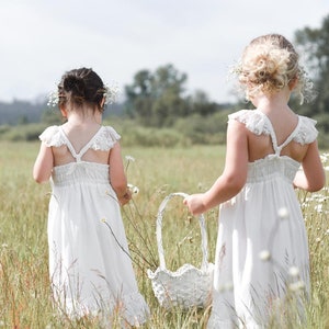 Bohemian Ruffle Lace Flower Girl Dress, Flower Girl Dress Boho, Lace Flower Girl Dress, Ruffle Girl Dress, Girl Lace Dress, Boho Flower Girl