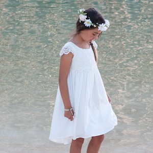 Beach Flower Girl Dress, Elegant Flower Girl Dress, Cap Sleeve Flower Girl Dress, Beach Flower Girl Dresses, Lace Flower Girl Dresses