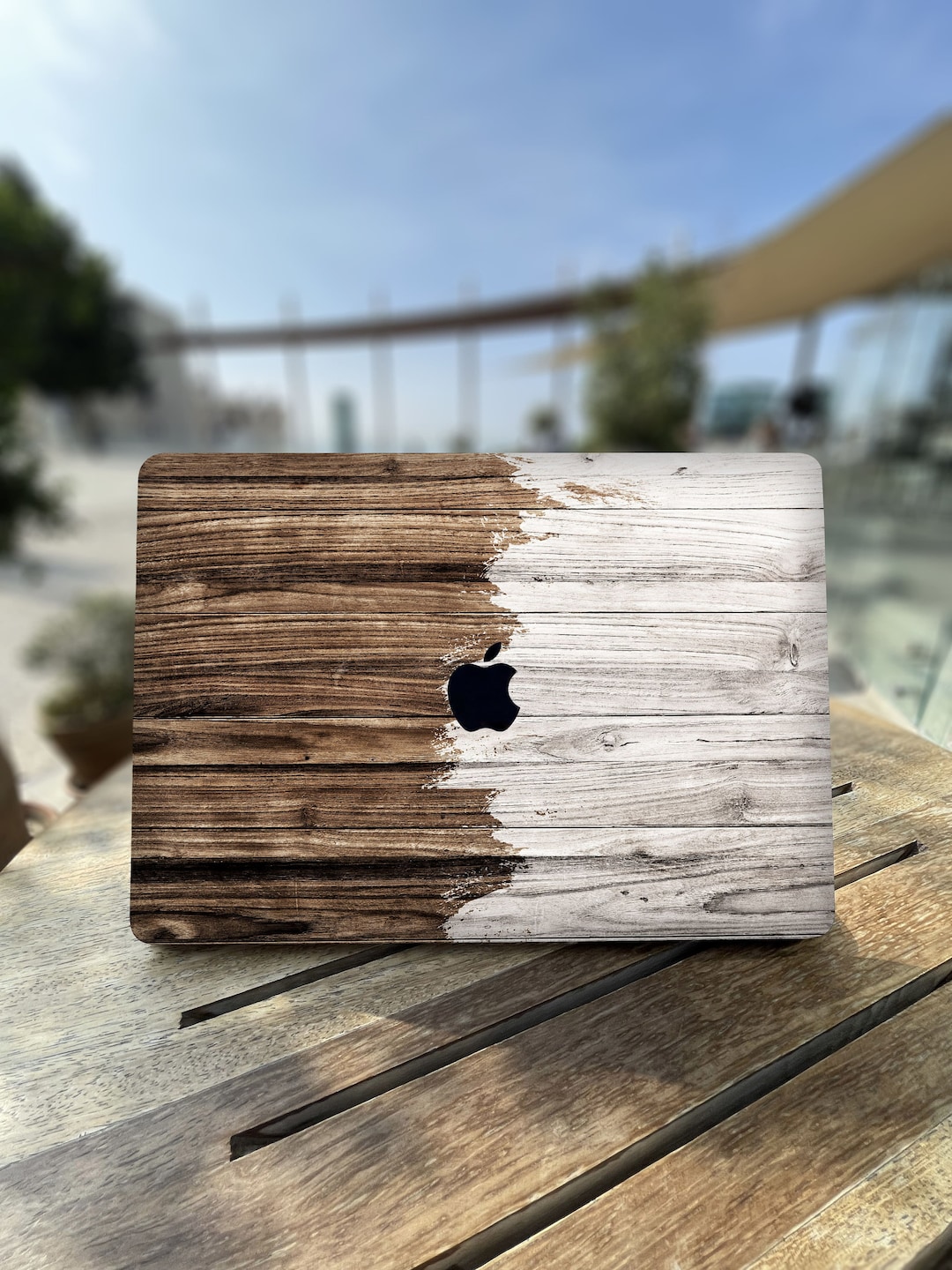 Buy Two-tone Wood Grain MacBook Case: Split Wooden Texture Hard Shell  Online in India
