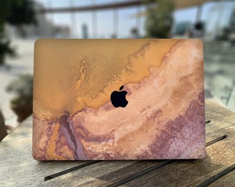 Pastel tones with sandy-brown shades Protective Case for MacBook Air 13 15 M3 | Fine lines and patterns Desert Mac Pro M4