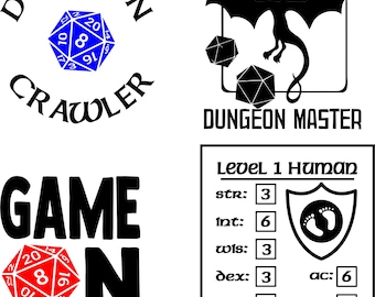 Dungeons and Dragons Baby Bekleidung SVG/PNG/JPG: d&d neuer Spieler