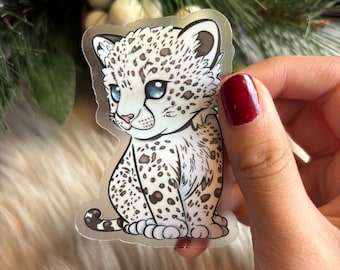 Cute Snow Leopard Sticker (CLEAR Sticker)