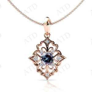 Vintage Alexandrite Pendant For Women Art Deco filigree Style Pendant Unique Alexandrite Necklace Wedding Gift For Women Statement Necklace