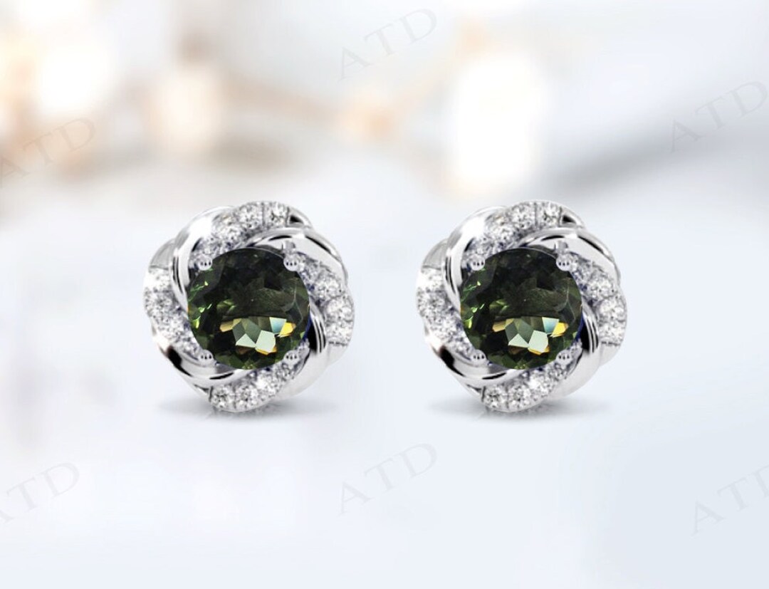 Moldavite stud earrings Clearance