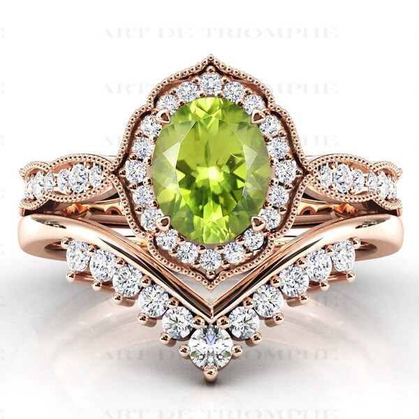 Peridot Engagement Ring - Etsy