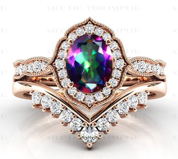 Mystic topaz bridal sale set