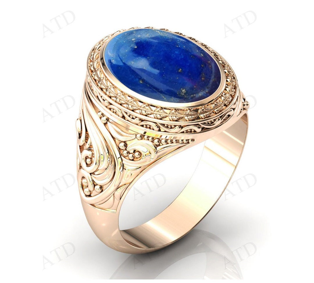 Vintage Lapis Lazuli Gemstone Ring for Women 925 Sterling Silver