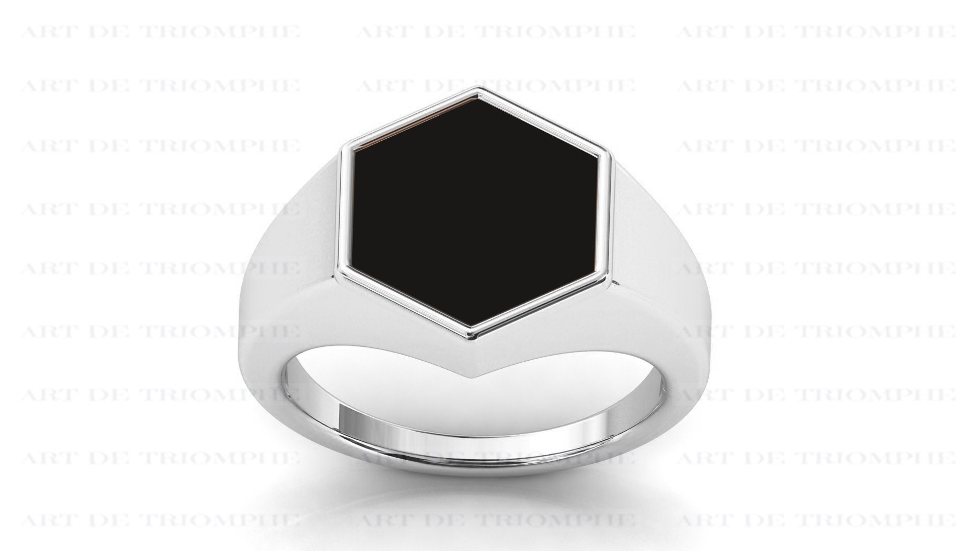 Hexagon Black Onyx Ring for Men/women Unique Etsy