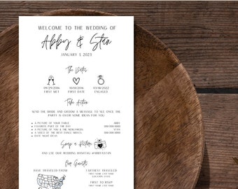 Infographic Wedding Program Template: Customizable Menu Substitute (Digital Download) | Abby