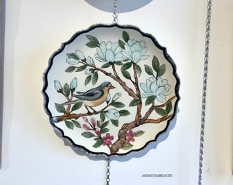 Handmade Traditional Turkish Ceramic Art Cini Plate, with hanging bracket for hanging on the wall