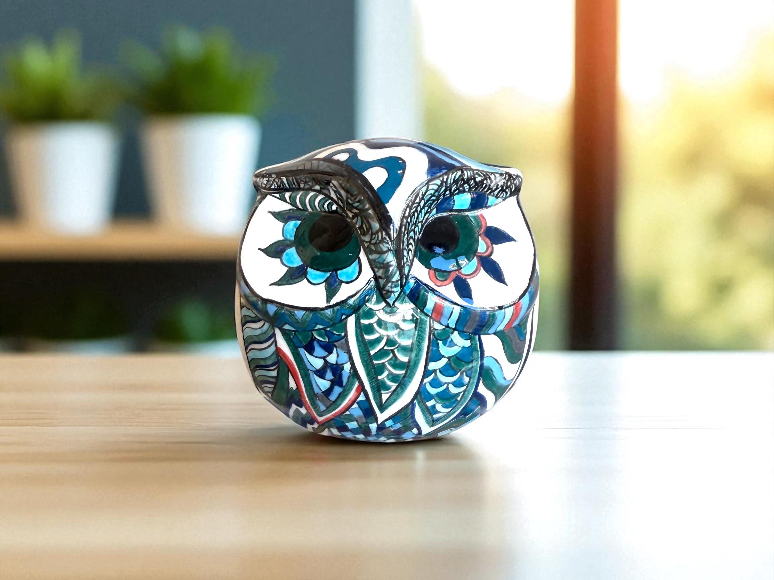 Hand Painted Custom Design,Handmade Ceramic Art Tile Owl Figurine , For Home Decoration Or Gift