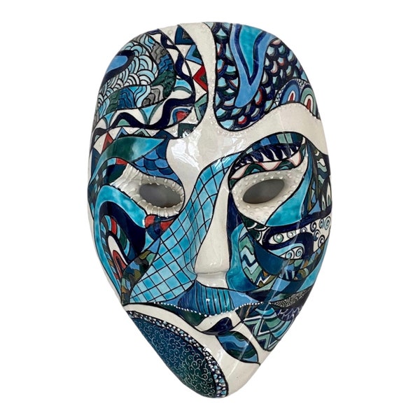 Masque en céramique peint à la main pour la décoration murale