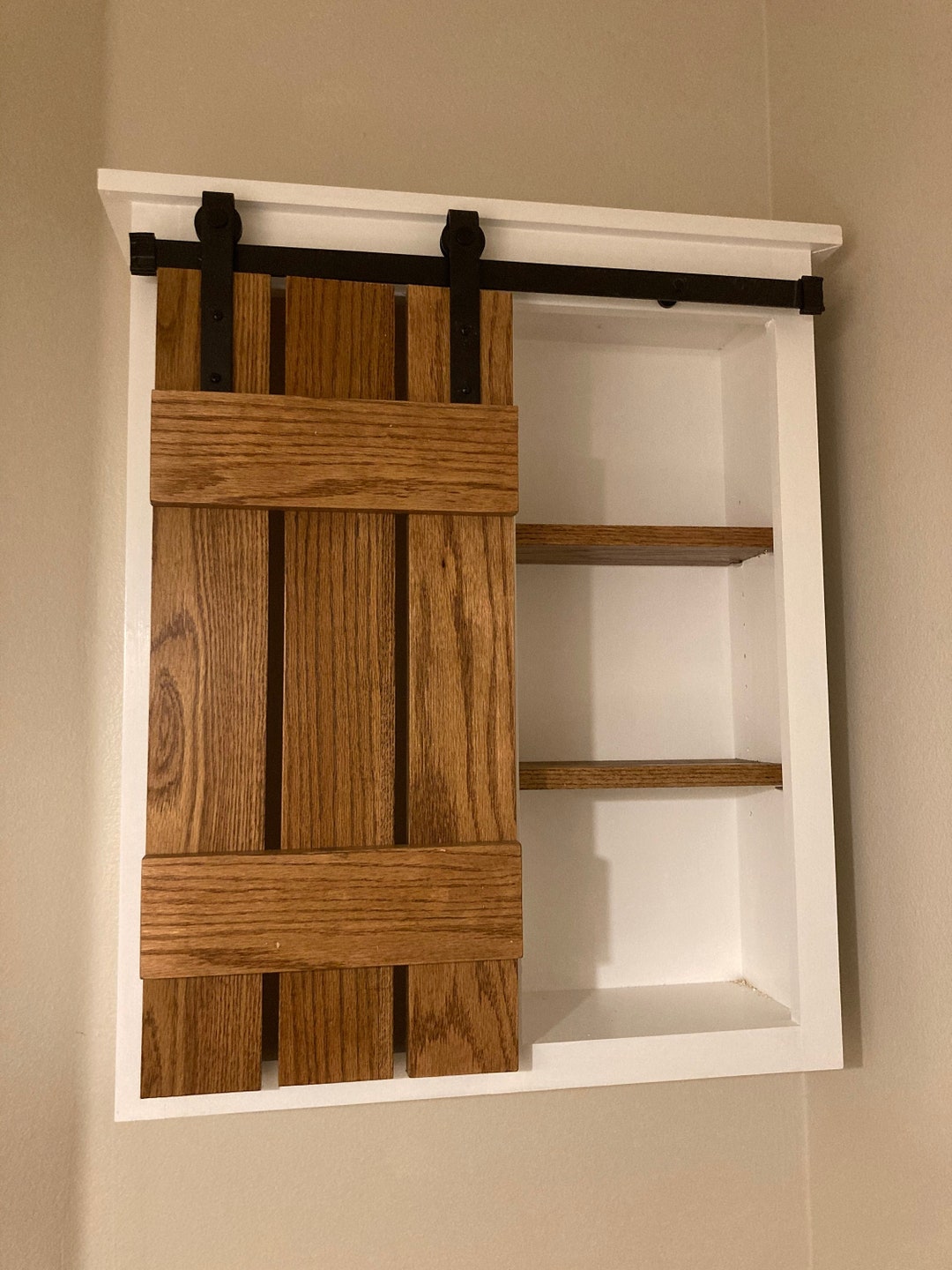 Oak Barn Door Bathroom Wall Etsy