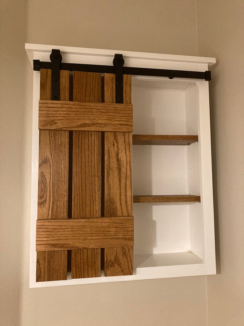 Oak Barn Door Bathroom Wall Etsy