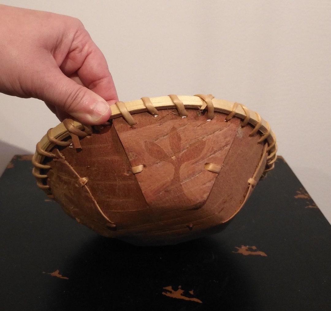 Vintage Native American Birch Bark Bowl Etsy