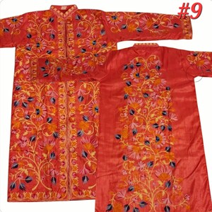 Elegant Traditional embroided long coat/ gown made on silk mix fabric for women. Length 39", bust 43", sleeves 19" inches. Free shipping U.S #9