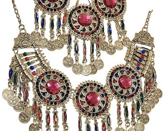 Afghan Traditional style jewelry set including necklace, Matha Tika & Earings. Free shipping all U.S