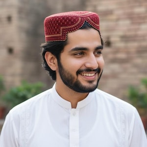 Embroidered Sindhi Balochi Cap for Men, Size 22"