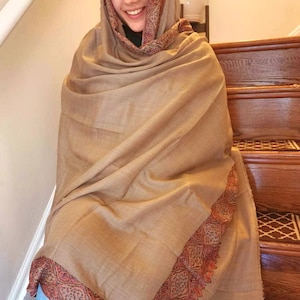 Hand embroided Kashmiri Pashmina Woolen shawl for women. 100% wool, Free shipping throughout U.S