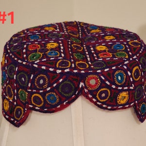 Traditional Hand embroided Balochi/Sindhi/Pashtoon cap with mirror work for men. Size 22 inches round. Free shipping throughout U.S