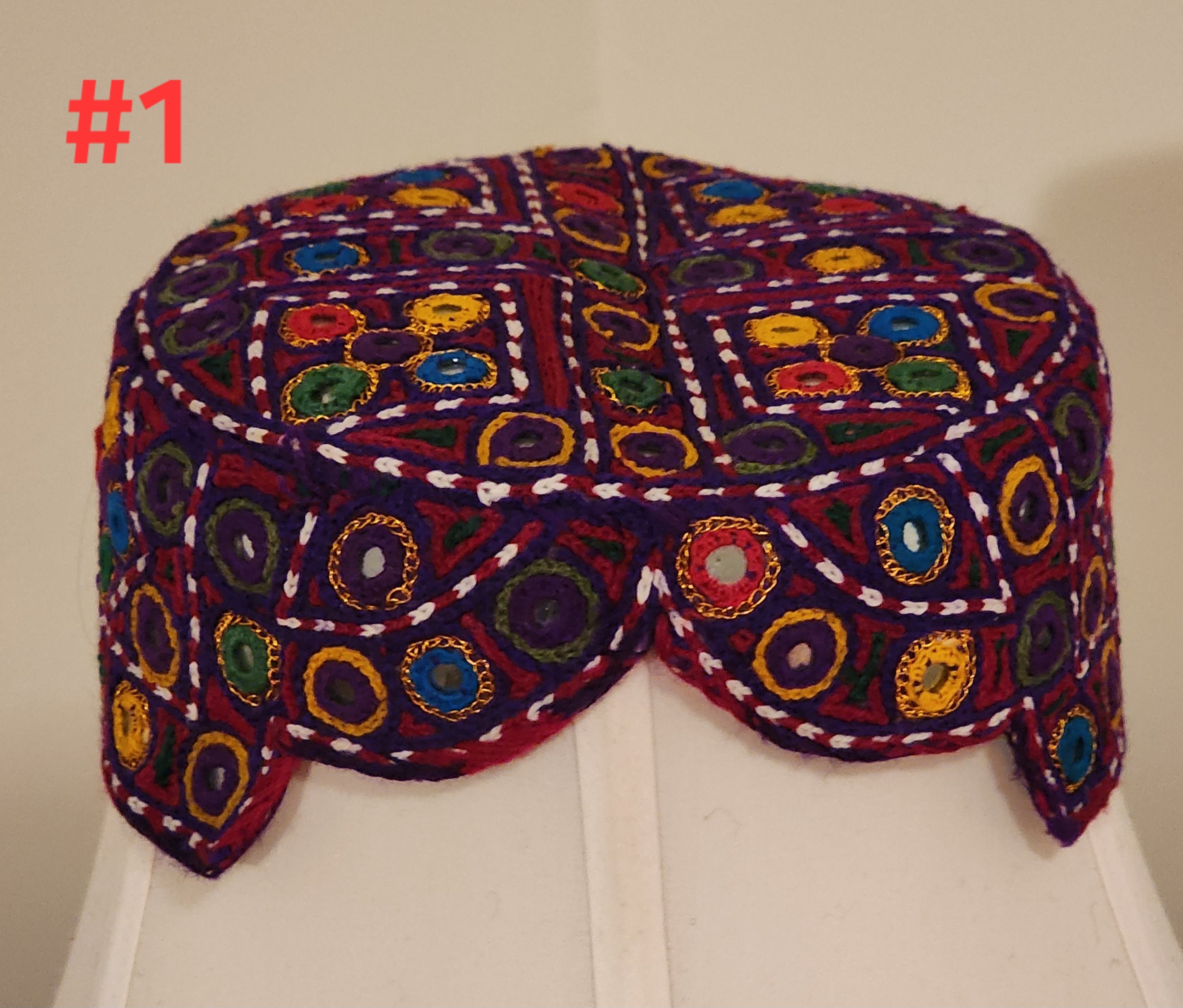 Hand Embroidered Balochi Cap With Mirror Work, 22 Inch - Etsy