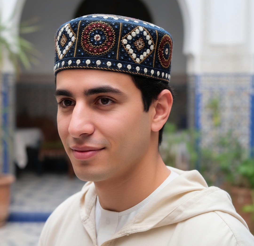 Traditional Round Cap Embroidered Round Cap for Men/women - Traditional Design, Size 22-23 - Etsy
