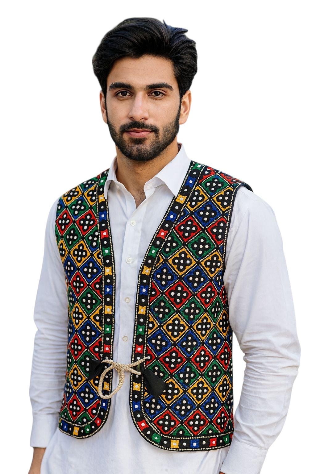 最終値下げtodayful Embroidery Middle Vest Embroidered Sindhi Mirror Work Vest - Traditional Pakistani