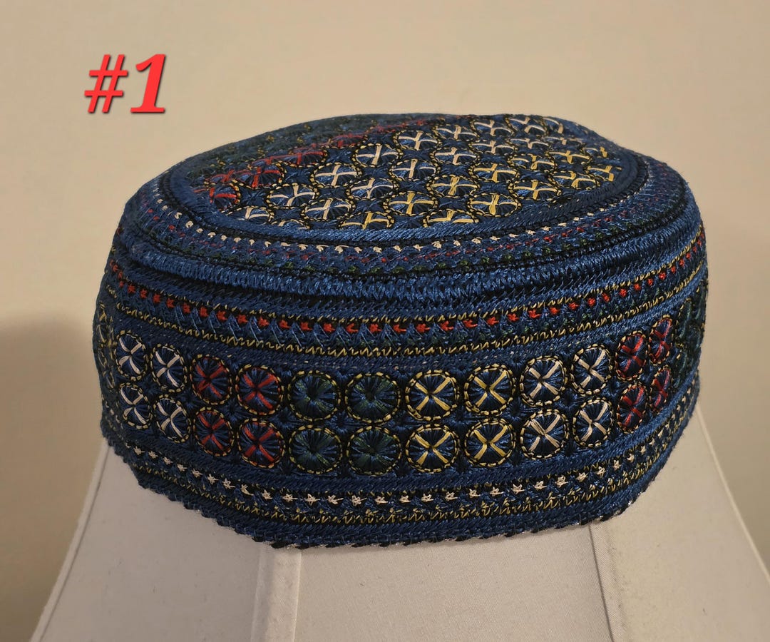 Traditional Round Cap Traditional Silk Thread Embroidered Round Cap for Men/women (size 22 ...