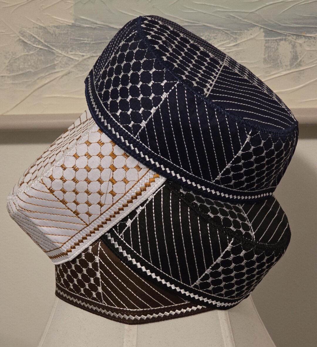 Traditional Embroided Round Cap for Men, Size 22 & 22.5 Inches. Free ...