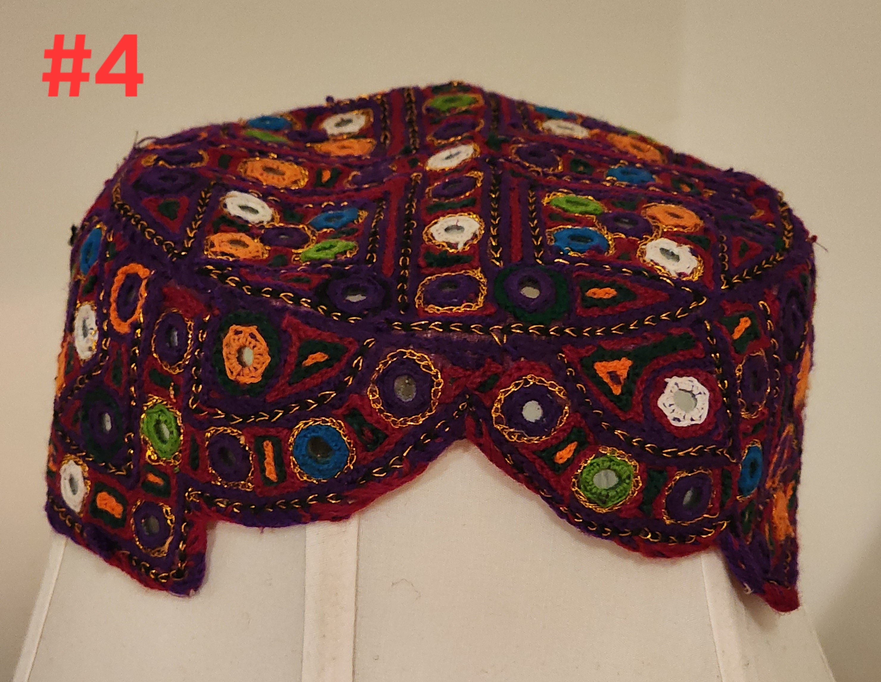 Hand Embroidered Balochi Cap With Mirror Work, 22 Inch - Etsy