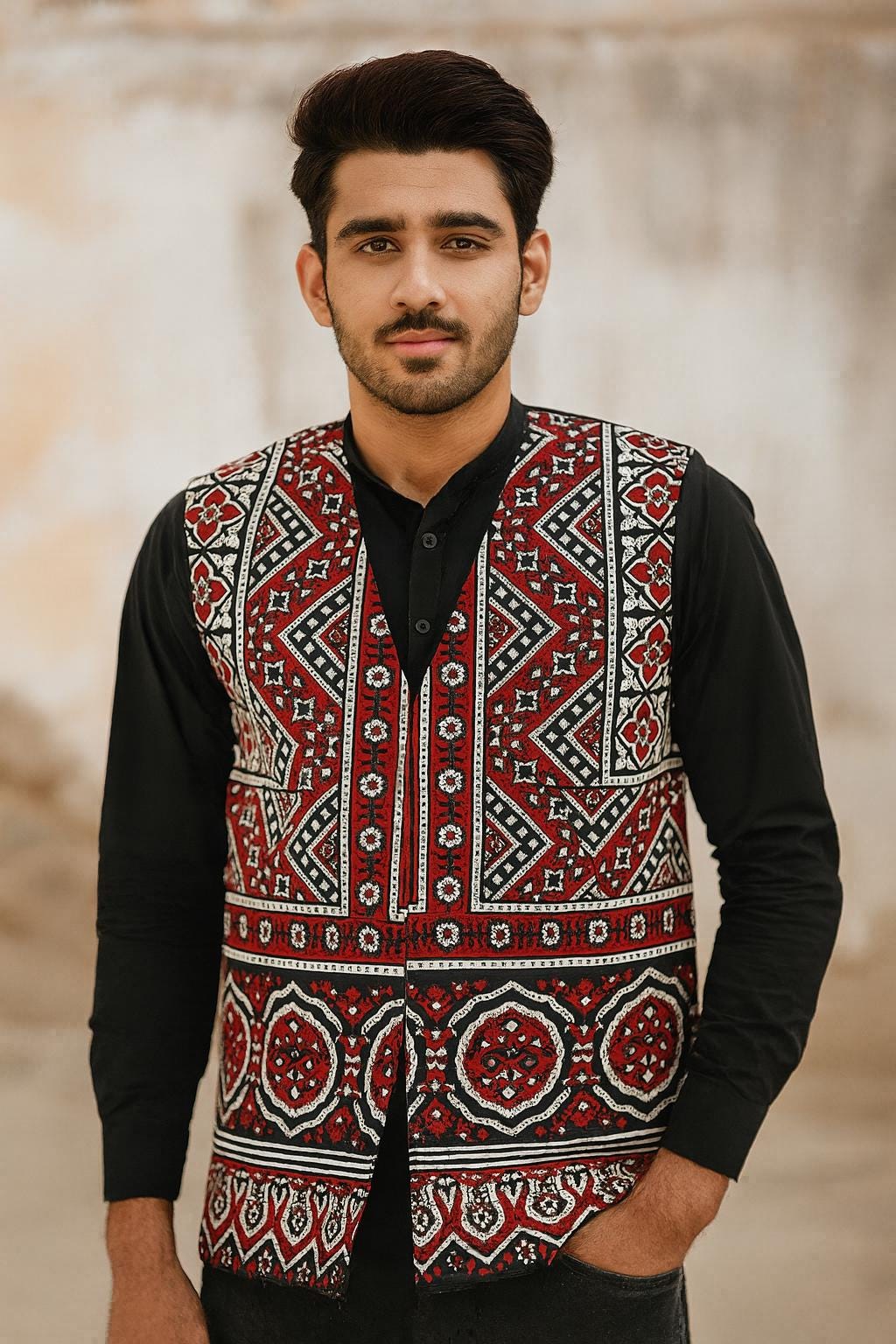 Sindhi Ajrak Block Printed Waistcoat for Men/boys - Etsy
