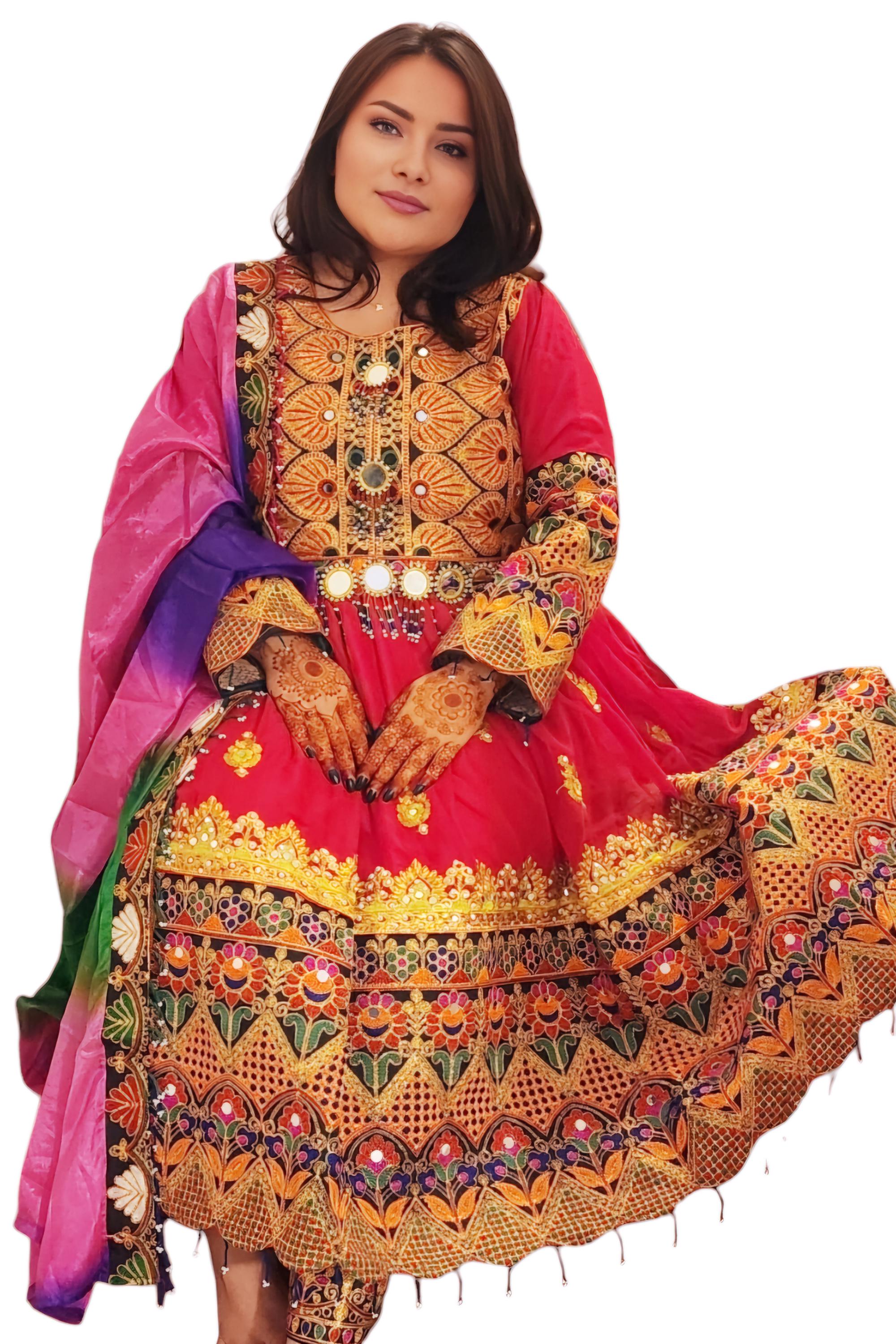 Traditional embroided Afghan Kuchi dress chiffon fabric. Measurement in description below.Free shipping all U.S