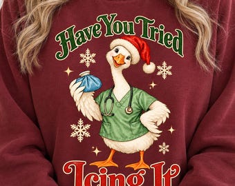 Christmas Nurse Goose PNG, Have You Tried Icing It, Vintage Holiday Digital Download