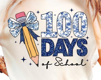 Floral Coquette 100 Days of School Pencil PNG (Digital Download)
