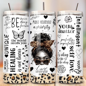 inspirational black woman tumbler wrap,Love Yourself Tumbler Wrap, 20oz Affirmations Tumbler Wrap, PNG File Digital Download