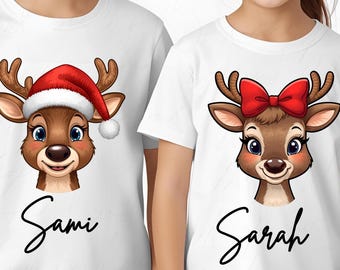 Custom Reindeer Christmas Shirt PNG: Personalized Kids Design (Digital Download
