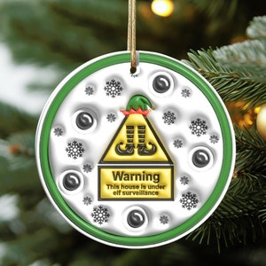 Xmas Ornament 3D Inflated Santa Cam Christmas Round Ornament PNG File, 3D Christmas Ornament PNG Sublimation Design,Instant Digital Download