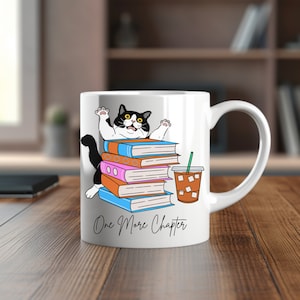 Funny Cat Book Lover Mug: One More Chapter, Coffee Sublimation (Digital Download)