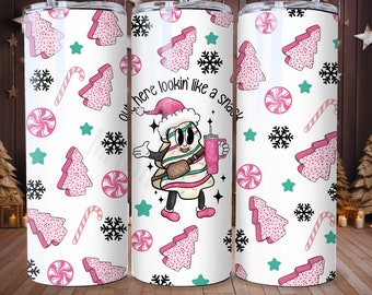Envoltorio para vaso Stanley Cup de 20 oz con forma de árbol de Navidad (PNG digital)