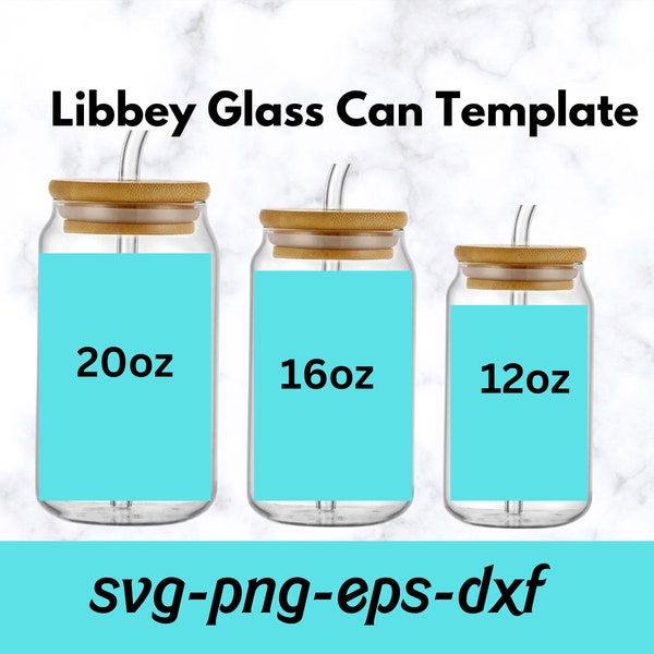 16oz & 20oz TEMPLATES For Libbey Glass Can Svg File for Cricut and Silhouette Cameo Scaled Svg Glassware Svg Measured Svg Png