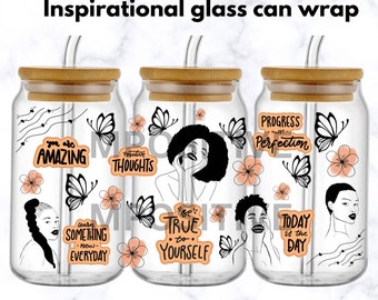 Positive Affirmations Glass Can Wrap: Inspirational SVG PNG (Digital Download)