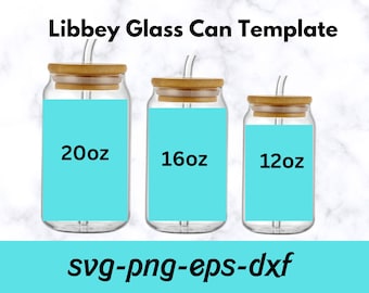 16oz & 20oz TEMPLATES For Libbey Glass Can Svg File for Cricut and Silhouette Cameo Scaled Svg Glassware Svg Measured Svg Png