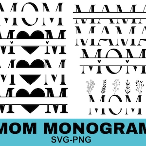 Mama svg Mama svg Mama Monogramm svg Muttertag svg, geteilte Monogramm svg, Kinder Namen svg, Mutter von Jungen Mädchen svg, Mutter-Shirt svg png, Schnittdatei