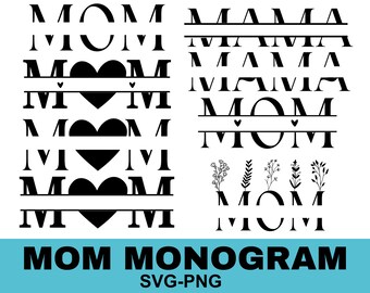 Mom monogram SVG: mama, kindernamen, shirtontwerp (digitale download)