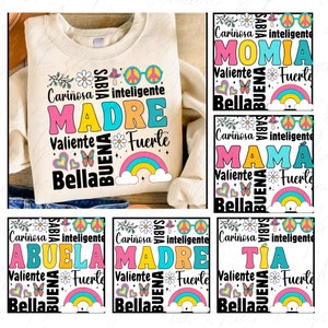 Bundle Madre Png, Spanish Mama Png, Feliz Día De La Madre, Latina Mom Png, Mama Hoodie, Floral Madre Png, Bright Doodle Png, Gif Para Mamá