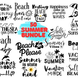 Summer Beach Quotes SVG Bundle: 50 Summertime Cut Files (Digital Download)