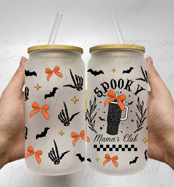 Spooky Mama 16oz Libbey Wrap PNG: Retro Halloween Design (Digital Download)