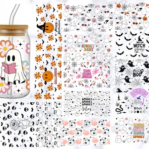 Halloween bundle svg,pumpkin Libbey Glass Wrap,fall Glass Wrap Svg, retro Halloween Bundle Svg, Ghost Beer Can wrap,Ghost Svg,