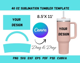 40oz Tumbler Sublimation Template: Wrap Design, SVG, Canva (Digital Download)