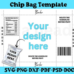 Chip Bag Template Blank Chip Bag Chip Bag Template Chip Bag Label, Party chip bag, chip bag, template for cricut